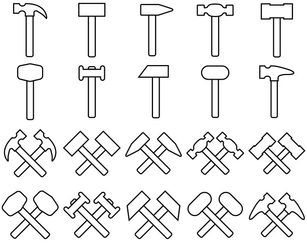 锤线集图标，修复标志矢量图片下载