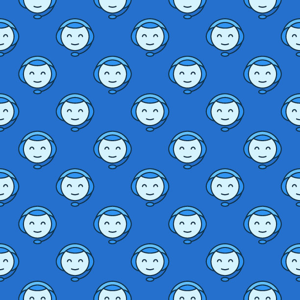 聊天机器人头与耳机矢量彩色无缝图案图片下载