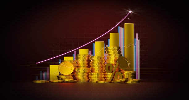 货币业务图金融图表经济三维硬币背景与增长金融数据概念或投资市场利润条。图片下载