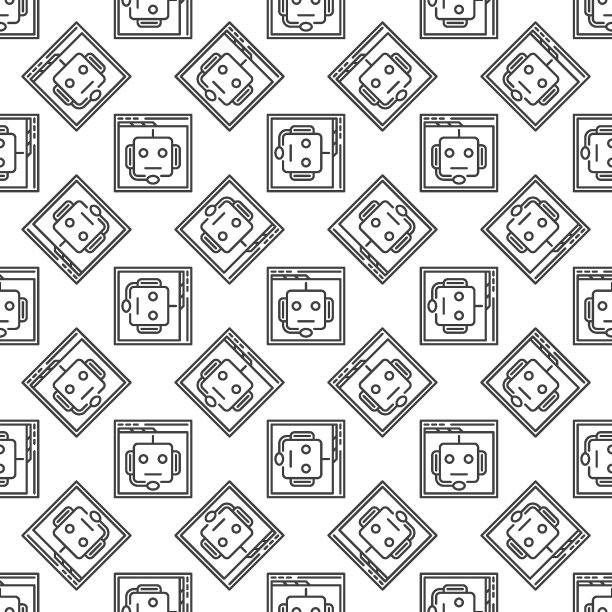 Web浏览器与聊天机器人矢量概念最小线无缝模式图片下载