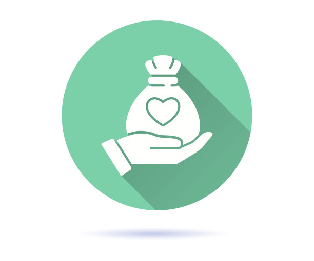 食品银行图标与长阴影的图形和网页设计。图片下载