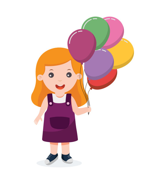孩子们用彩色气球庆祝生日聚会矢量插图图片下载