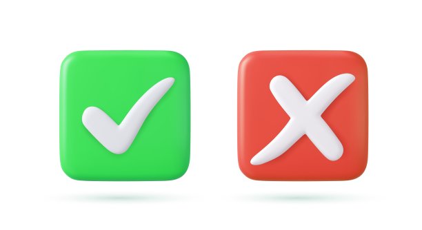 绿色的勾、勾和叉标记符号图片下载