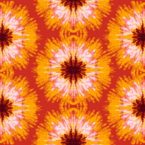 新潮的夏季波西米亚扎染，波西米亚别致的手绘风格，海滩共鸣无缝图案插图图片下载