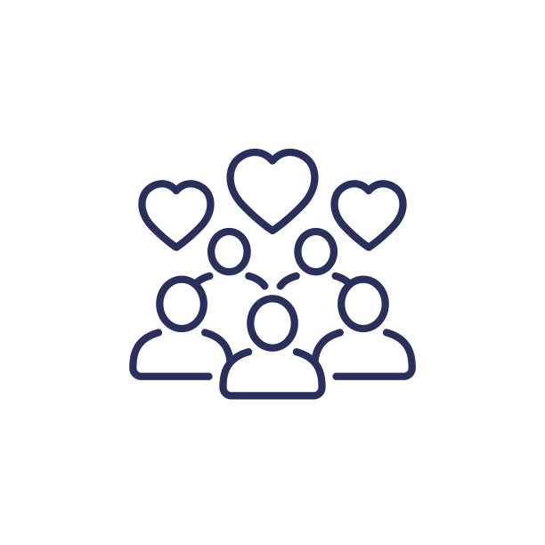 社区线图标与人和心图片下载