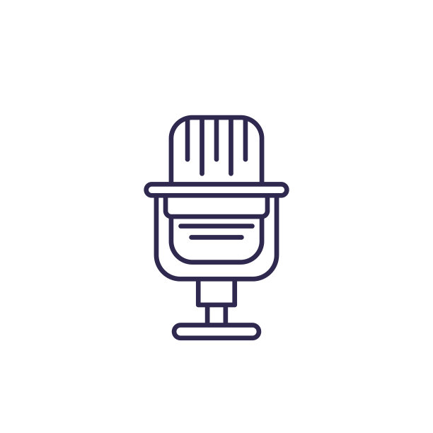 麦克风线图标的播客标志设计图片下载