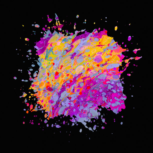 抽象彩色飞溅刷黑色背景图片下载