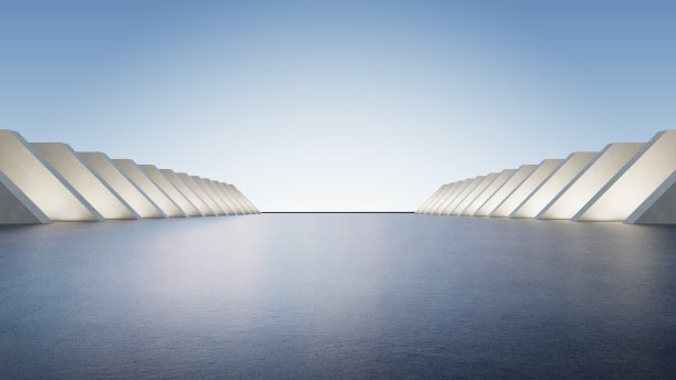 3d渲染抽象的未来主义建筑与空混凝土地板，汽车演示背景。图片下载