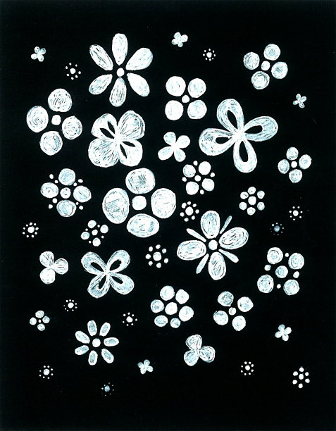 黑底白花图案。图片下载