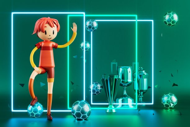3D男孩角色足球运动员在足球行动。3 d演示。运动背景概念。男人踢运动。体育动作人。图形壁纸。卡通游戏足球。创意海报布局图片下载