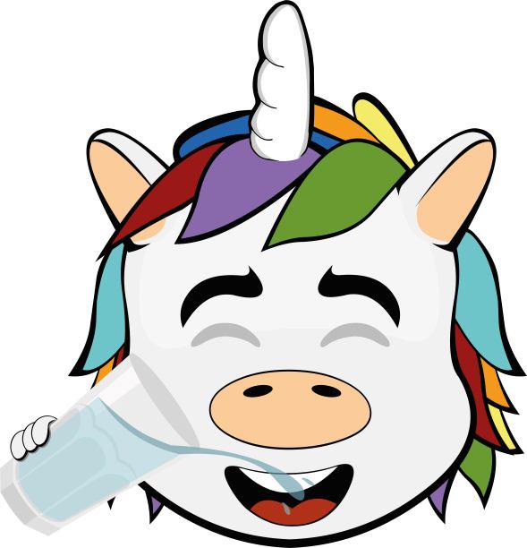矢量头独角兽喝水杯图片下载