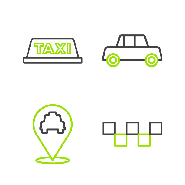 设置线出租车车顶，位置与出租车，汽车和图标。向量图片下载