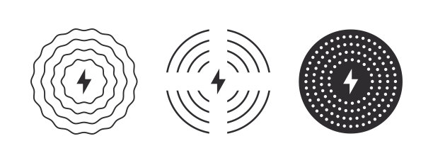 无线充电器图标。磁充电器。手机充电简单说明。矢量可缩放图形图片下载