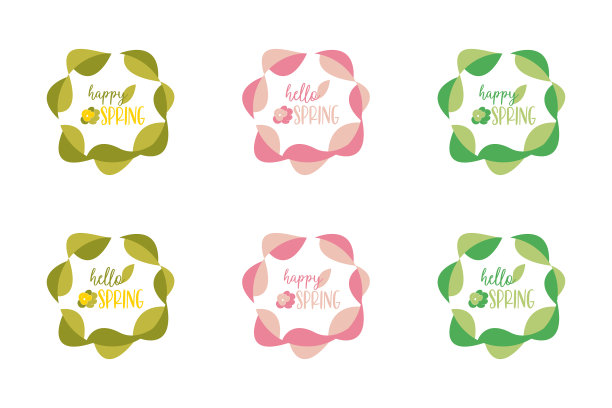 一套手工绘制的弹簧边框和框架图片下载