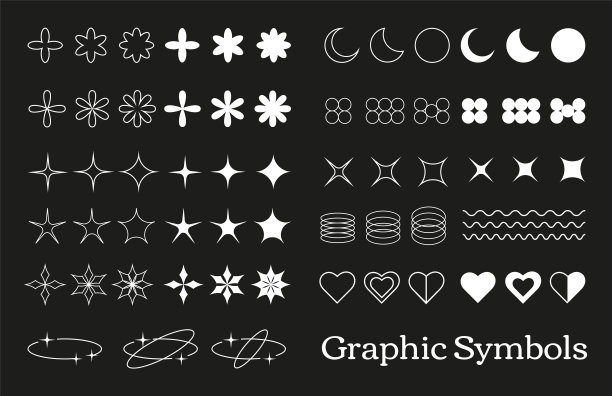 一组白色图形符号图标几何图片下载