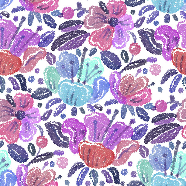 无缝图案与涂鸦风格的花图片下载