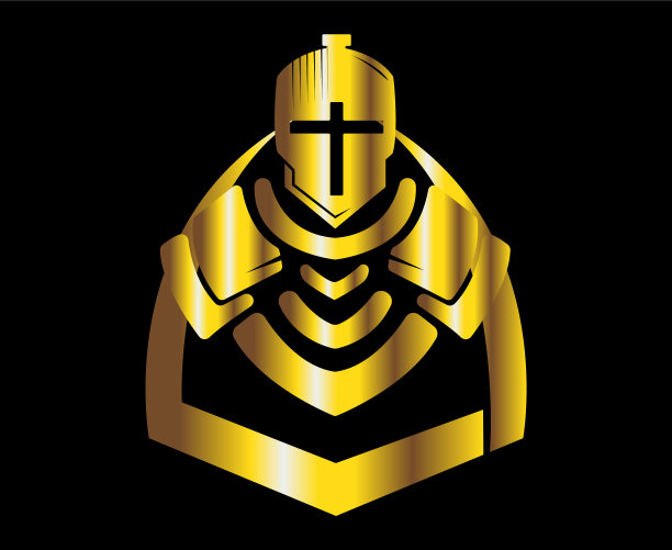 网金色盔甲标志与盾牌图片下载