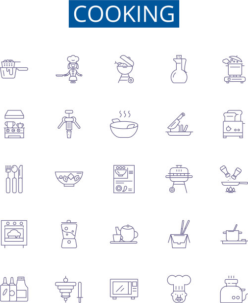 烹饪线图标标志集设计集合图片下载