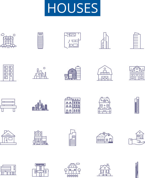 房屋线条图标标志集设计集合图片下载