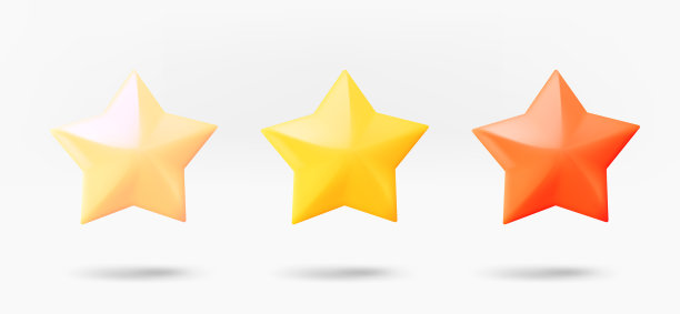 不同颜色等级的星星图标集合3d图片下载