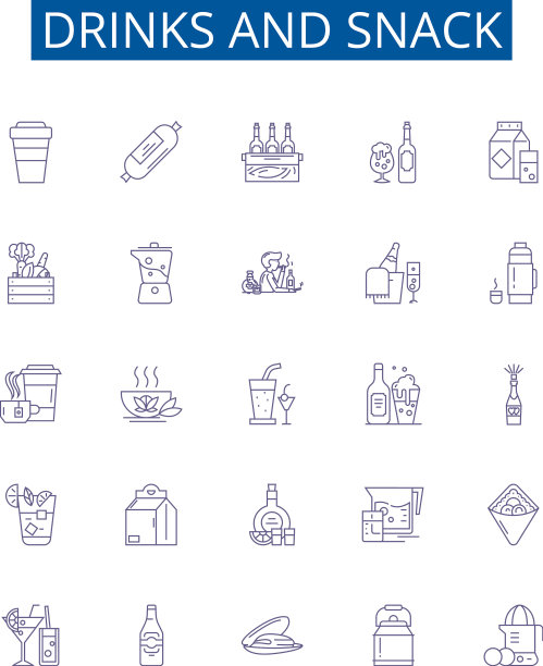 饮料和零食线图标标志集设计图片下载