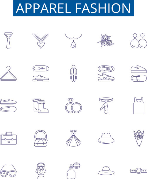 服装时尚线图标标志集设计图片下载