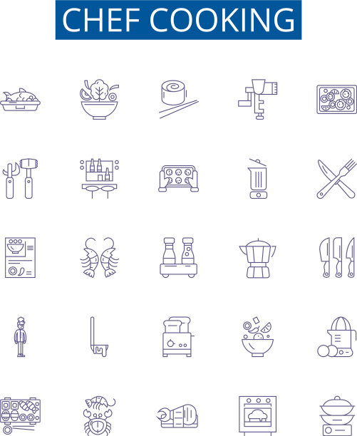 厨师烹饪线图标标志集设计图片下载