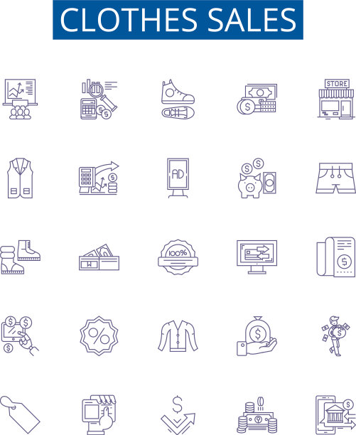 服装销售线图标标志集设计图片下载
