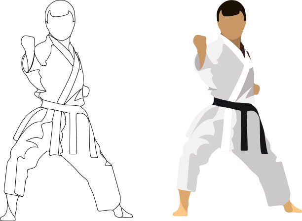 空手道黑带制服防守姿势图片下载