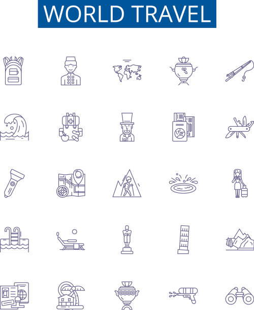 世界旅游线路图标标志集设计图片下载