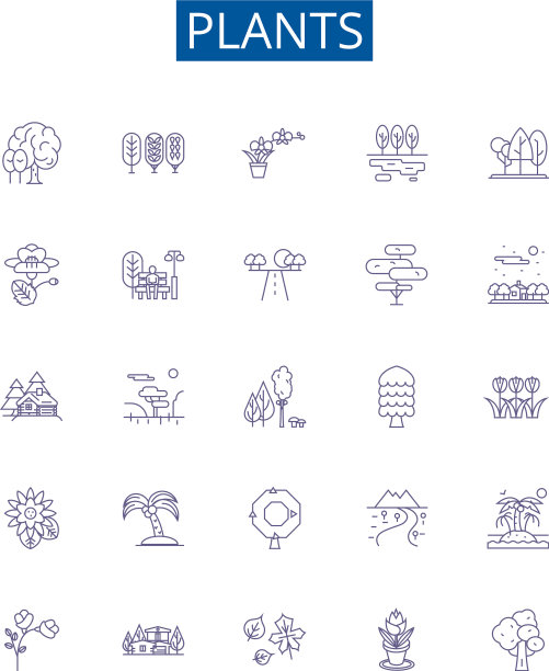 植物线条图标标志集设计集合图片下载