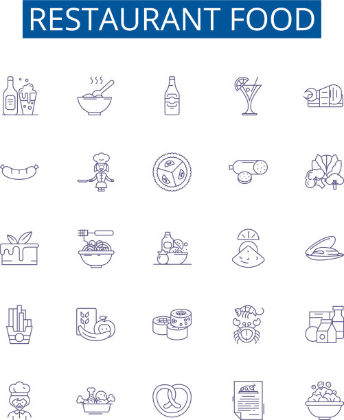 餐厅食品线图标标志集设计图片下载