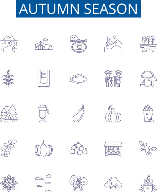 秋季季节线图标标志集设计图片下载