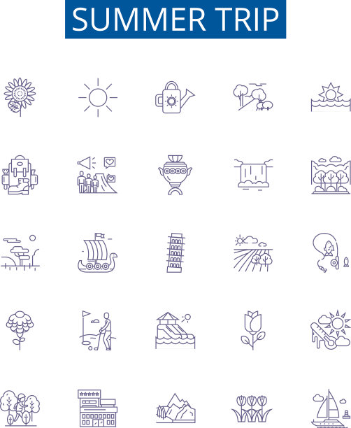 夏季旅游线路图标标志集设计图片下载
