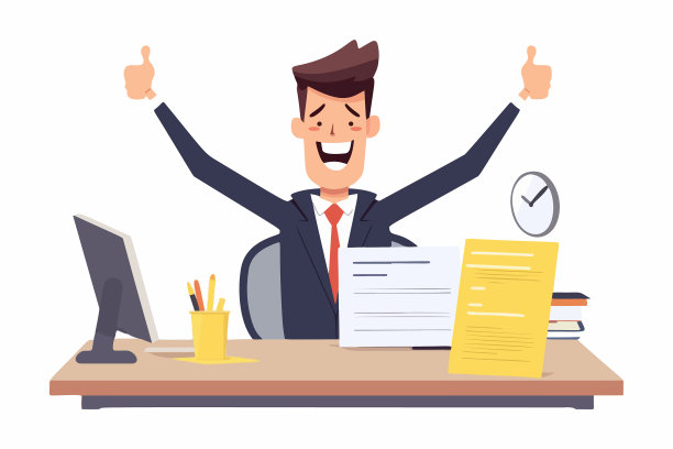 快乐的商人展示完成的任务文件图片下载