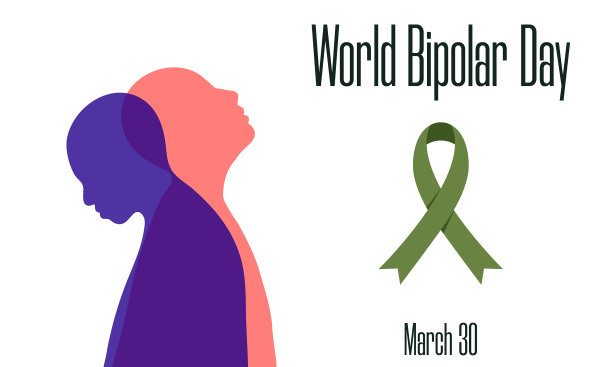 3月30日为世界双相情感障碍日，概念二人图片下载