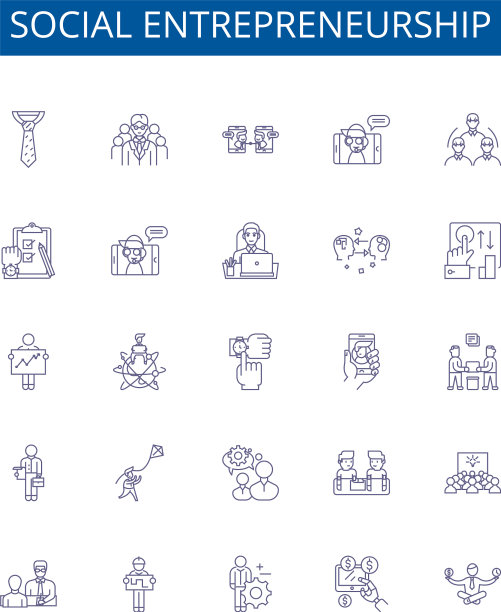 社会创业线图标标志集图片下载