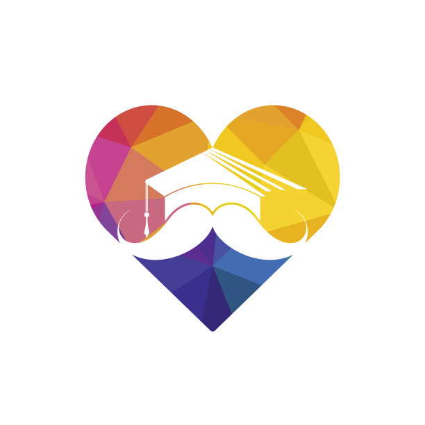 帽子毕业与胡子和心脏图标设计图片下载