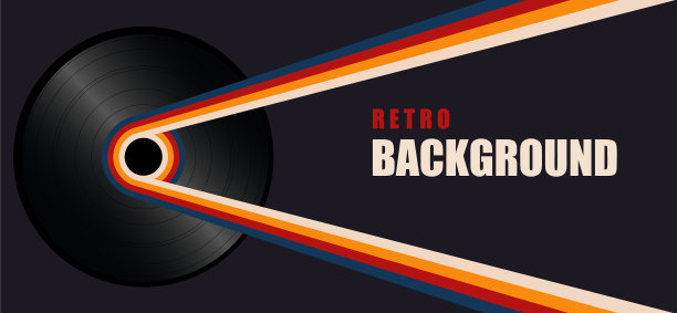 背景与彩色线条和黑胶唱片图片下载