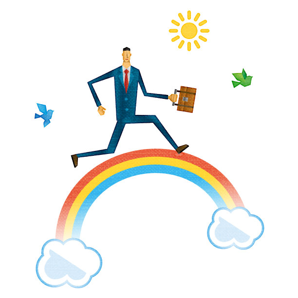 彩虹、鸟儿和商人图片下载