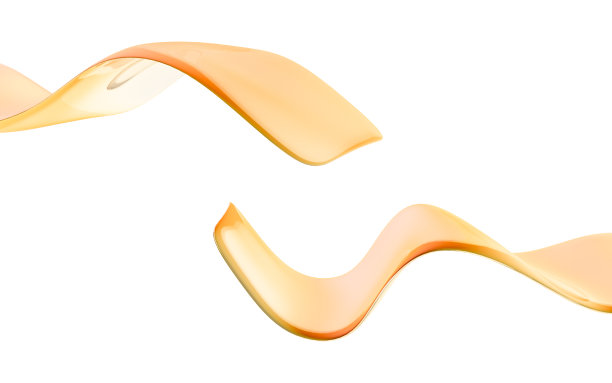三维玻璃抽象黄色液体形式的水在孤立的背景。3d渲染图。图片下载