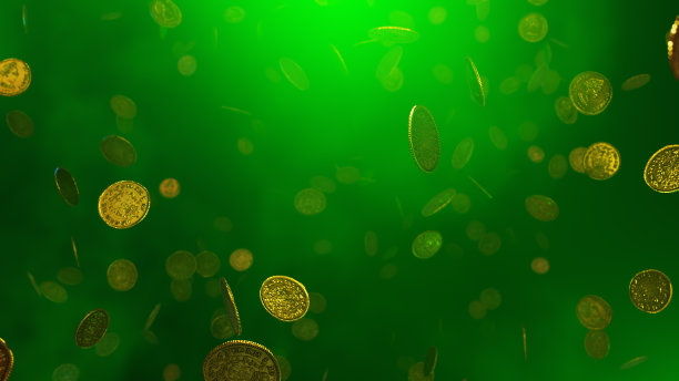 绿色背景的金币图片下载