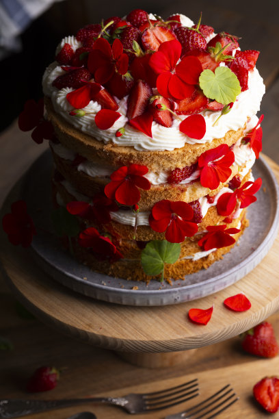 漂亮的草莓饼干蛋糕图片下载
