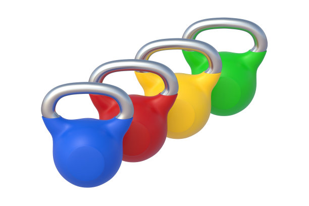 一套壶铃孤立在白色背景。三维渲染图片下载