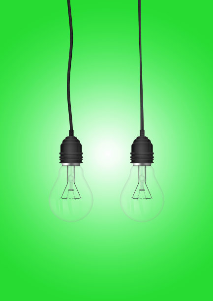 带有灯泡的吊灯，孤立在彩色背景上。3D渲染图。图片下载