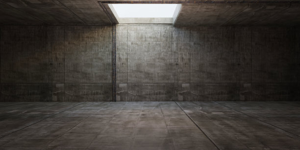 废弃仓库场景水泥地板旧水泥墙破旧房间背景3D插图图片下载