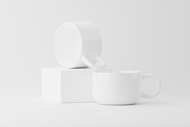 陶瓷马克杯咖啡茶白色空白3D渲染模型图片下载