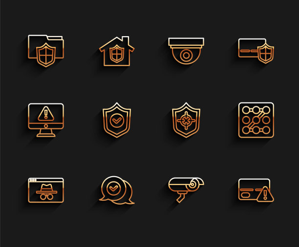 设置行浏览器隐身窗口，检查标记语音气泡，文件文件夹保护，安全摄像头，信用卡，屏蔽检查，图形密码和图标。向量图片下载