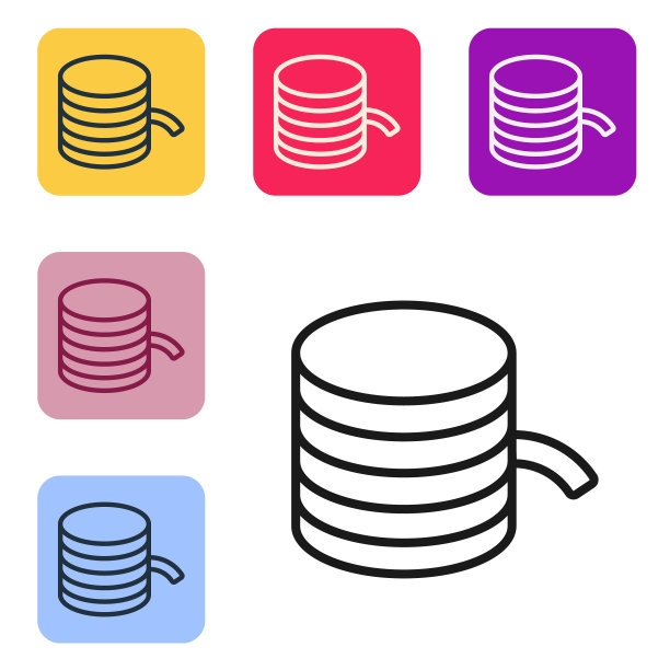 塑料灯丝3D打印图标隔离在白色背景。设置图标为彩色方形按钮。向量图片下载