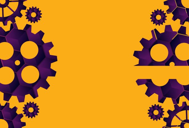 抽象的技术齿轮背景与几何彩色齿轮。图片下载
